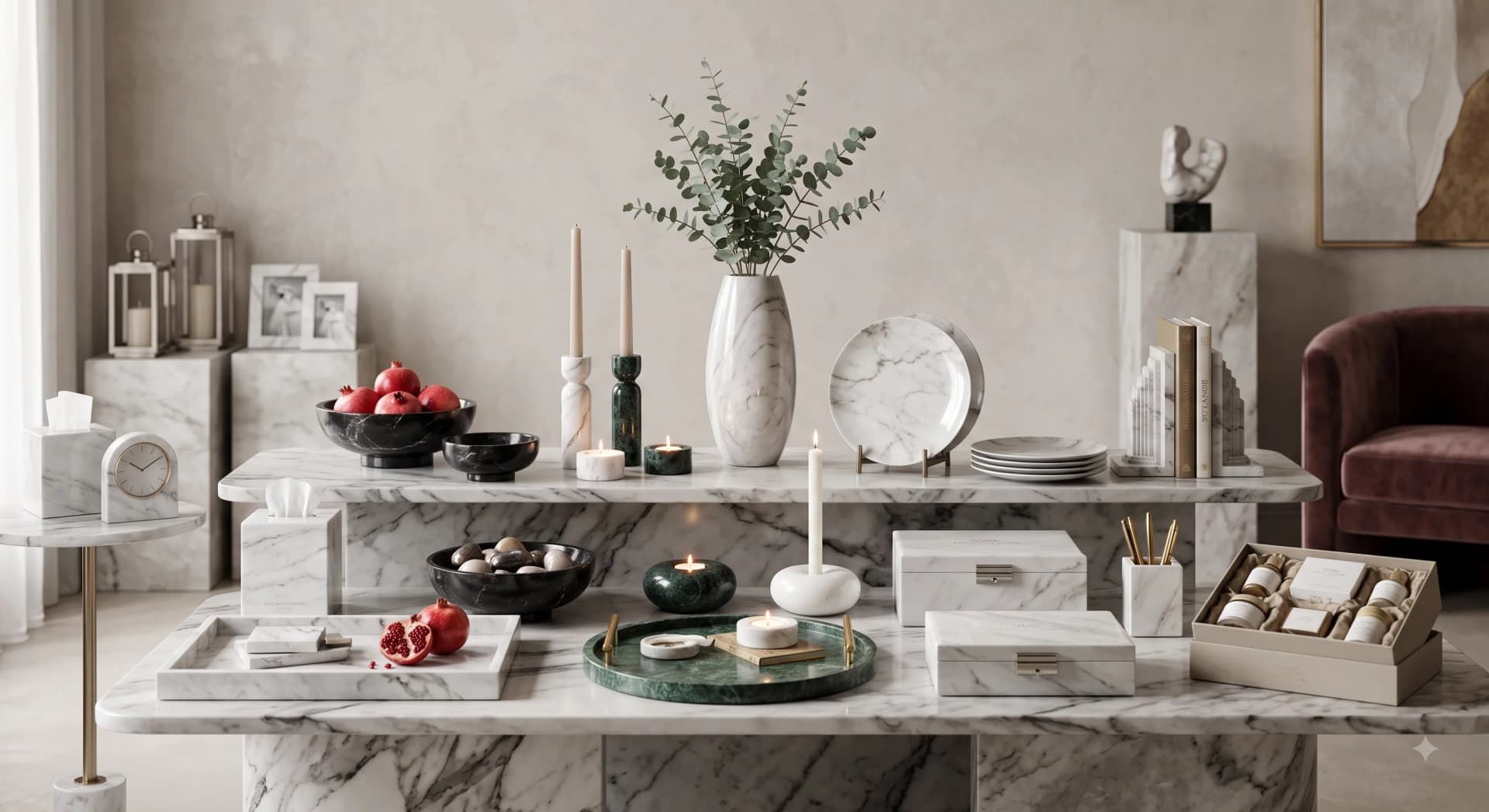 Nero Cocktail Tray in Nero Marquina marble, alternate view